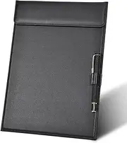 Leather Clipboard, Black Clipboards with Pen Holder, A4 Letter Size Clipboard for Nurses, Storage Clipboard for Classroom, Smooth Writing Notepad with Magnetic Profile Clip for Kids Coaches 9" x 12.5"