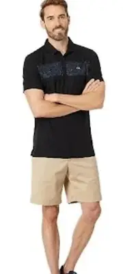 NWT Travis Mathew Eco Collection Black Secluded Beach Golf Polo Shirt Mens M