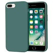 For Apple iPhone 7 Plus / 8 Plus Silicone Silky Soft Case with Microfiber TPU Ultra Slim Anti Scratch Shockproof Cover (Dark Green)