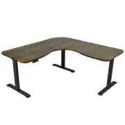 FORTIA Corner Standing Desk, 1730W x 1730W x 750D, 3 Motors, 120kg Load, Sit to Stand Up Electric Height Adjustable, Walnut/Black Frame