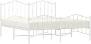vidaXL Metal Bed Frame with Headboard and FootboardWhite 183x203 cm King Size
