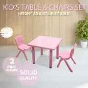 60x60cm Square Pink Kids Children Nursing Study Play Desk Table & 2 Pink Chairs