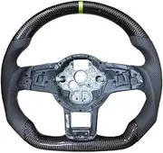 Steering Wheel Assembly Custom Carbon Fiber With Red Back Label Assembly Accessories Compatible With VW MK7 MK7.5 GTI R Polo 2013-20(Punched Green)