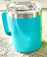 HD Designs 13oz Double Wall Insulated Travel Vacuum Mug With Lid & Handle Blue