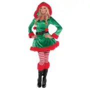 Adult Green Sassy Elf Costume, Small Size