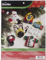 Bucilla "Santa Bowling" 6 Felt Christmas Ornaments Kit Rare OOP Penguins