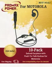 10x Swivel Earpiece w/ PTT Mic for Motorola XPR3000, XP3300e, XPR3500, DP2600