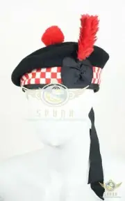 Scottish Military Piper Bonnet Beret Wool Balmoral Army Caps Scotts Diced Hat