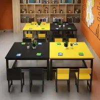 在飛比找樂天市場購物網優惠-【可開發票】課桌 課椅 供應幼兒園學習桌雙人彩色繪畫桌學生輔