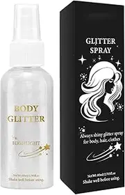 Glitter Spray for Hair and Body, Face Highlighter Mist, Skin Face Hair Clothing Body Shimmery Spray Quick-Drying Shiny Face Highlighter Mist for Music Festival 80ml