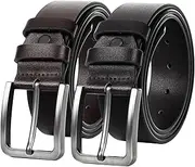 [WYVAS] 2 Pcs Men's Casual Pin Buckle Belt Belt 120CM, Black, Brown