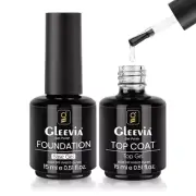 Gleevia No-Wipe Top Coat and Base Coat Gel Set - Shine Finish Long Lasting