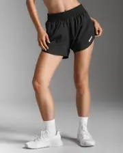 Aspire 5 Inch Shorts, 2XU, S, Black/White, Female