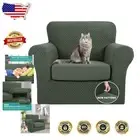 All-Around Protection Chair Covers Set - Checkered Stretchy Design in Army Green
