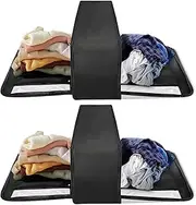 U+U 2 Set Large Compression Packing Cubes for Travel, Double-Sided Compression Suitcase Organizer Bag, Expandable Travel Accessories for Separate Clean and Dirty Clothes (Black, 2 Set), Black, Set of
