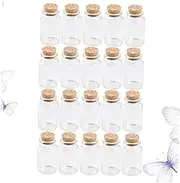 Veemoon Stylish 20 Pack Mini Glass Bottles Decorative Cork Jars for Messages Potpourri Diy Tea Favors (30x70mm 30ml)