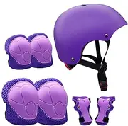 Kids Helmets and Pads Set, Adjustable Kids Scooter Helmets, Children Protective Equipment with Knee and Elbow Pads Wrist Guards for 3-10 Years Kids Girls Boys