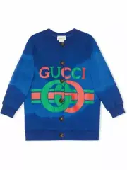 Gucci Kids Royal Blue Dye Cotton Button-up Sweatshirt 10 Women XS 575177 4301