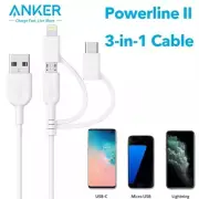 Anker 3-in-1 Charging Cable USB to Type C/Micro USB/Lightning MFi-Certified-3ft
