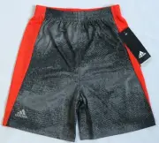 adidas Climalite Little Boys Sizes 4-7X Athletic Shorts Fusion Gray/Orange