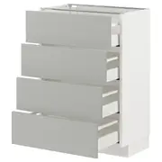 METOD / MAXIMERA base cab 4 frnts/4 drawers, white/Havstorp light grey, 60x37x80 cm
