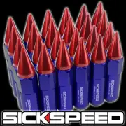 SICKSPEED 24 PC BLUE/RED SPIKED ALUMINUM 60MM LUG NUTS WHEELS/RIMS 12X1.5 L18
