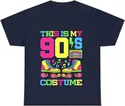 X.Style This is My 90s Costume 1990s Theme Party Nineties Styles Fashion Outfit T-Shirt for Adults Crew Neck Short Sleeve Tee Shirt Navy L