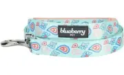 NEW Dog Leash Blue Flower Paisley Print Pattern Blueberry Pet Polyester Webbing