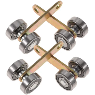 4 Pcs Sliding Door Crane Wheel Rollers Two Wheels Bearing Trolley Assembly