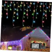 360 LED Christmas Icicle Lights, 29.5 FT 8 Modes Curtain Fairy Multicolor