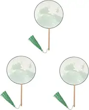 Cabilock 3pcs Circular Fan with Tassels Chinese Style Hand Fan Handheld Handheld Silk