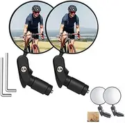 2pcs Bicycle Rearview Mirror, Handlebar Bike Mirror, HD Safety Bike Rear View Mirror, Adjustable Handlebar Mounted Convex Mirror with2 Allen Wrench, for Mountain Road Bikes
