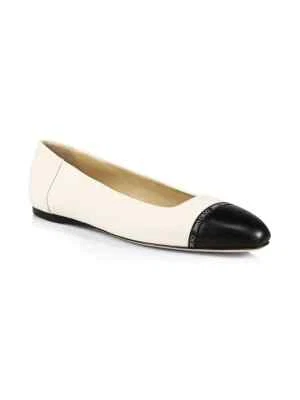 Jimmy Choo Watson Cap-Toe Leather Ballerina Flats Shoes Size 42 MSRP: $475.00