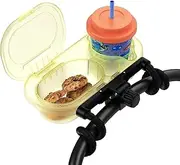 Universal Stroller Snack Tray: Cup Holder Tray with Silicone Flexible Arms Grip Stroller Tray with Dust Cover- Stroller Tray Attachment with Cups Holder for Baby & Toddler Stroller Accessories, Yellow