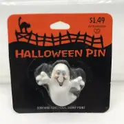 New Vintage Hallmark Halloween 1.5” Ghost With Googly Eyes Lapel Pin