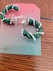 Leith LECOCC2015FA24 Enamel Twist Spiral Shaped White/Green Earrings