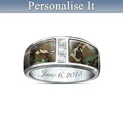 'Camo' Men's Personalised Engraved Wedding Ring