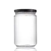 bulk 36 Glass Jar Round w Black Lid 500ml Canister 9x13cm