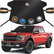 Zettum Car Windshield Cover for Ice and Snow - 600D Windshield Sun Shade Cover with Side Mirror Cover Heavy Duty, Standard Frost Hail Protector for Most Car, Truck, SUV, Van and MPV (175x125 CM)