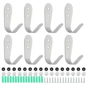 8Pcs 2.7x0.06" Stainless Steel Coat Hooks Wall Mounted Hanger for Towels Silver