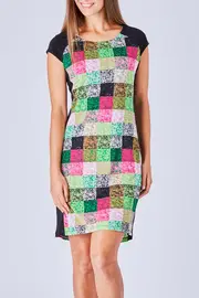 Patchwork Shift Dress--COR-ATD18675