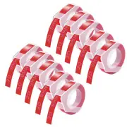 10 Pack 3D Emobssing Label Tape White on Red 520102 For Dymo Compact Embosse