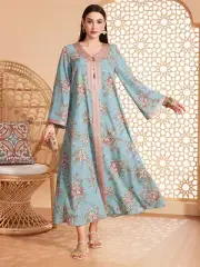 Dubai Women Muslim Maxi Dress Long Robes Evening Kaftan Turkey Caftan Dresses