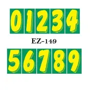 Car Dealer Window Stickers 7 1/2 Inch Numbers Green and Yellow 12 Packs