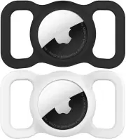 Airtag Dog Holder Apple GPS Tracking Waterproof Pet Collar Black&White 2 Pack