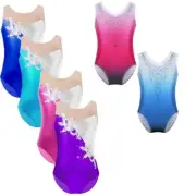 Kids Girls Athletic Unitard Rhinestone Gymnastics Leotard Ballet Dance Jumpsuit