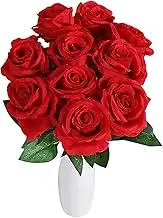 Artificial Roses | Silk Roses | 10X Realistic Faux Roses with Stems | Artificial Rose Bouquet for Wedding, parrty, Mother's Day, Valentine's Decor | Long-Lasting Elegant Flower Arrangement