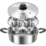 Egg Poacher Stainless Steel Poached Egg Maker Pot Egg Poaching Pan with 4 Cups~
