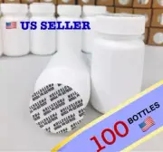 WHOLESALE 100 Empty White Pill Bottle Tablet Capsule Container/Jar - 60ml/cc