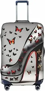[Pvinnk] Butterfly High Heel Print Protective Luggage Cover Elastic Washable Suitcase Protector Travel Gear Protector, White, Medium